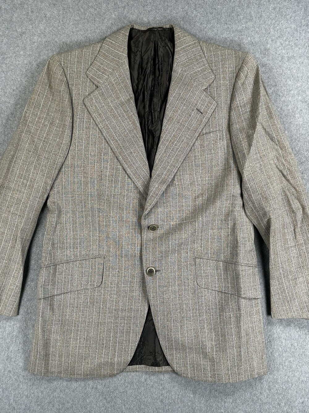 Vintage Brioni Blazer Sport Coat Mens 38 Gray Stripe Wool Tweed Two Button Italy